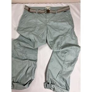 NEW w/out ESPRIT EDC Light Green Khaki Cotton Cargo Roll Up Tabs‎ Pants Size 14